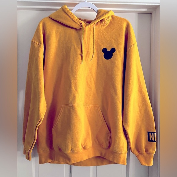 Disney x Neff Sweatshirt Unisex Size Large yellow Mickey Mouse Hoodie Hooded - Picture 3 of 4